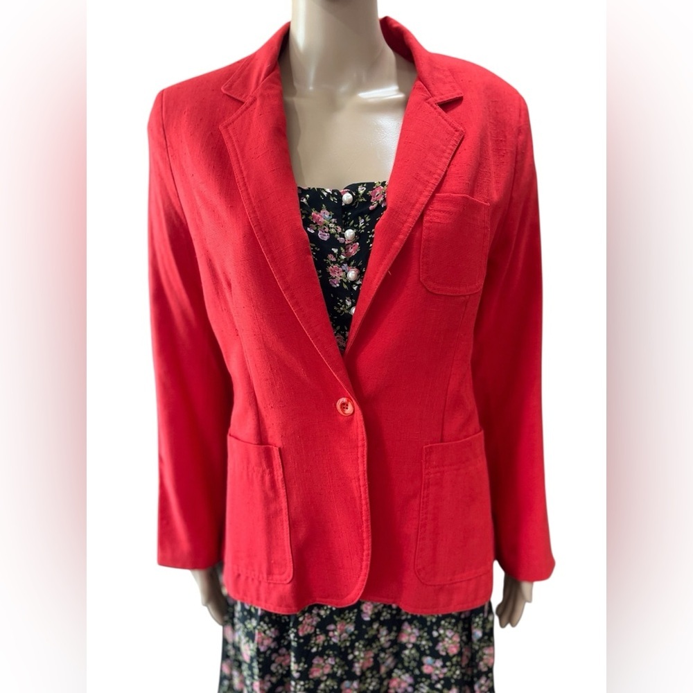 Bold red tailored TOMBOY brand Vintage 80’s Blazer jacket